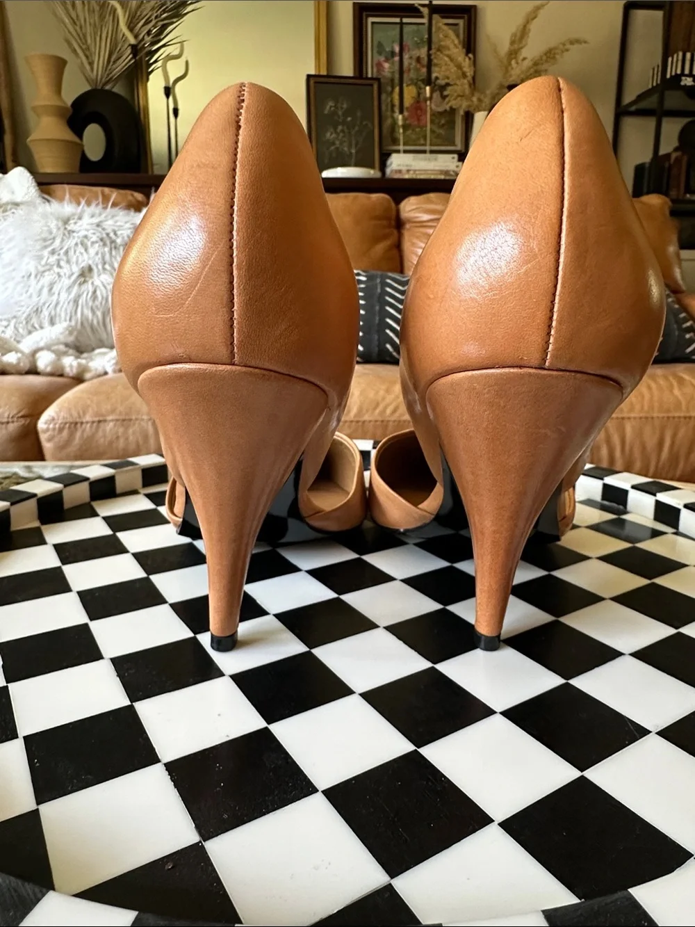 3.1 Phillip Lim Tan Leather D'Orsay Pointed-Toe Pumps 3.5” heel size 37 US 7